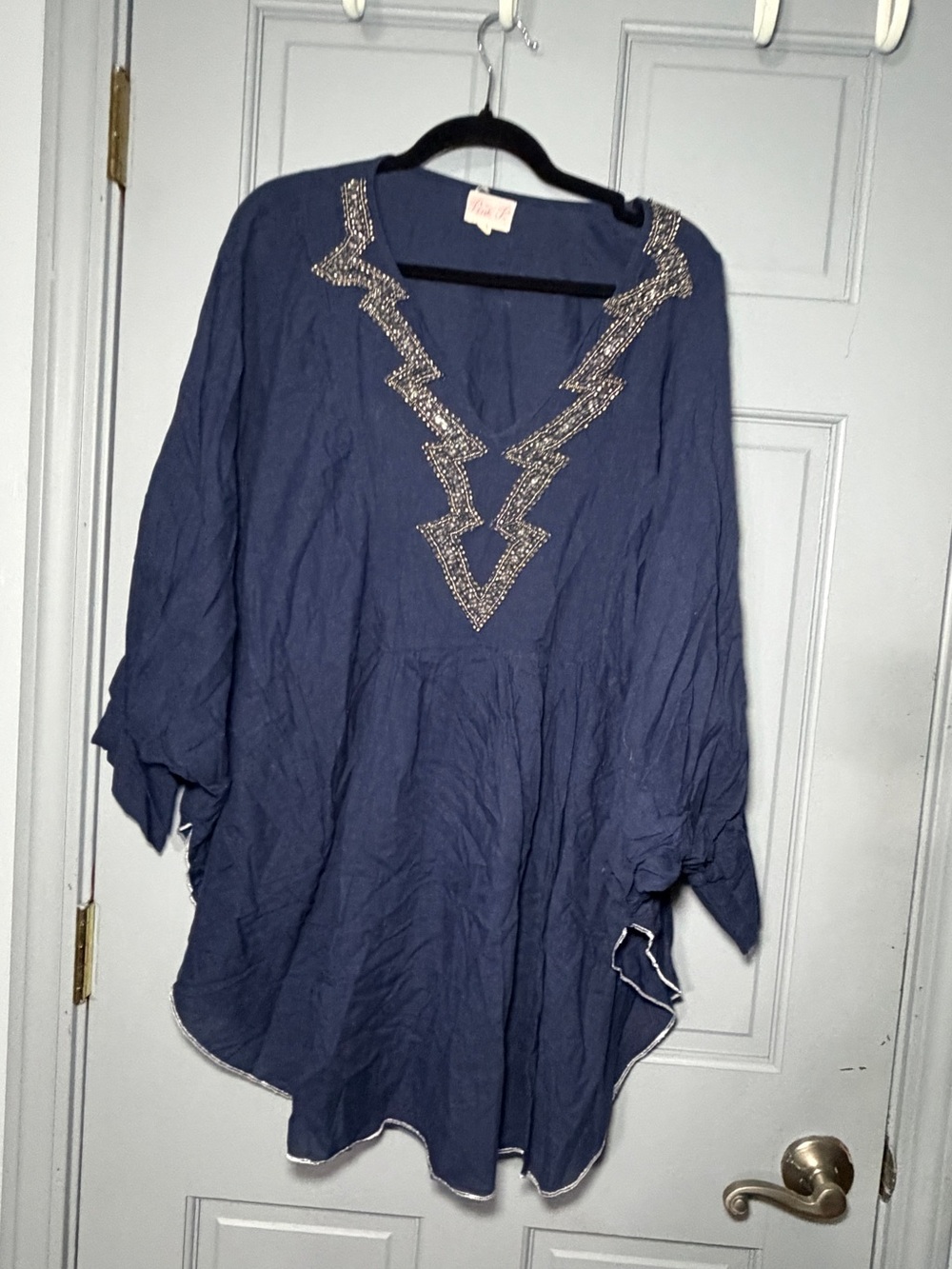 PINK P. Navy Embellished V-Neck Tunic